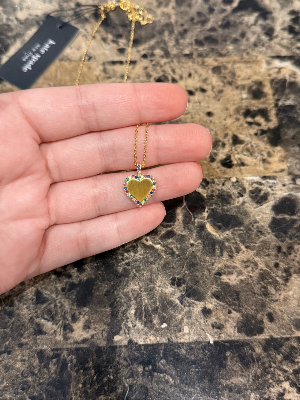 Kate Spade "Take Heart" Multi-Colored Crystal Pendant Necklace - Picture 3 of 6